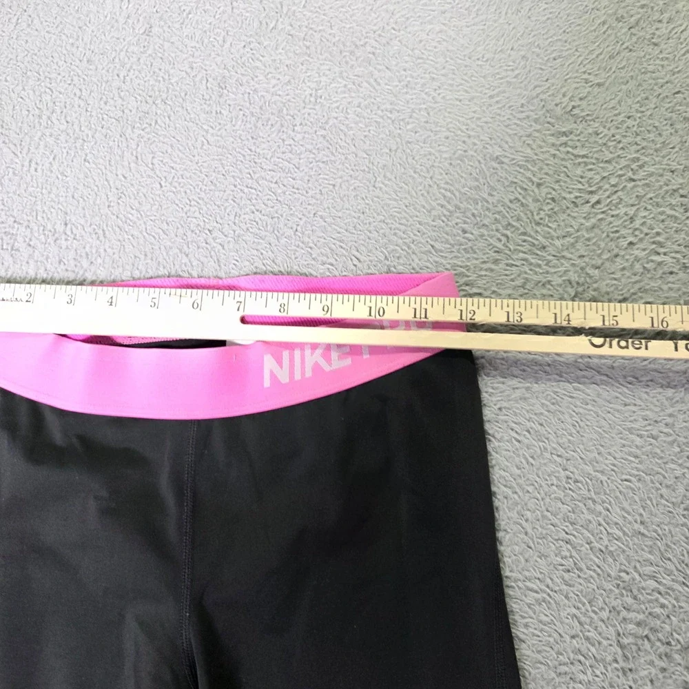 Nike Womens M Pro Dri-FIT Cropped Leggings Black Pink Compression Capri